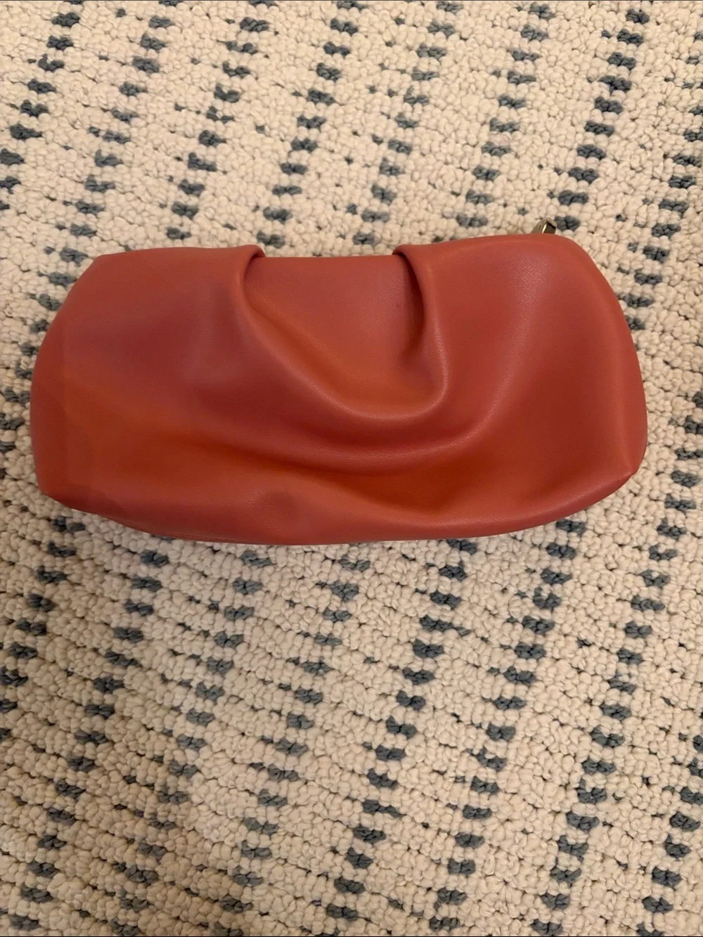 Women's Soft Gathered Clutch Bag in Brick Red